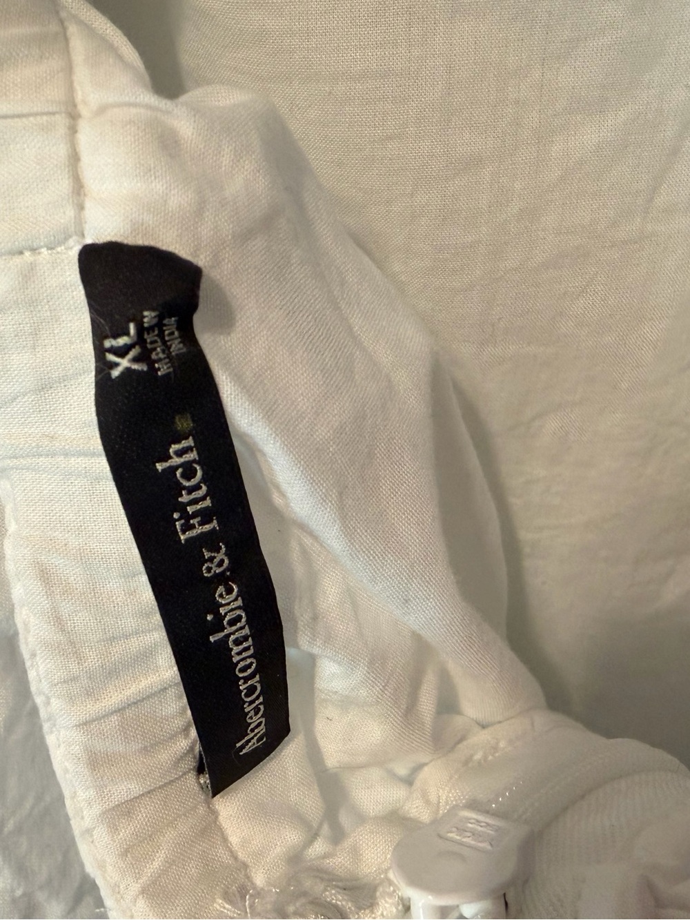 Abercrombie & Fitch White Tiered Spaghetti-Strap Maxi Dress with Tie Back - Picture 4 of 5